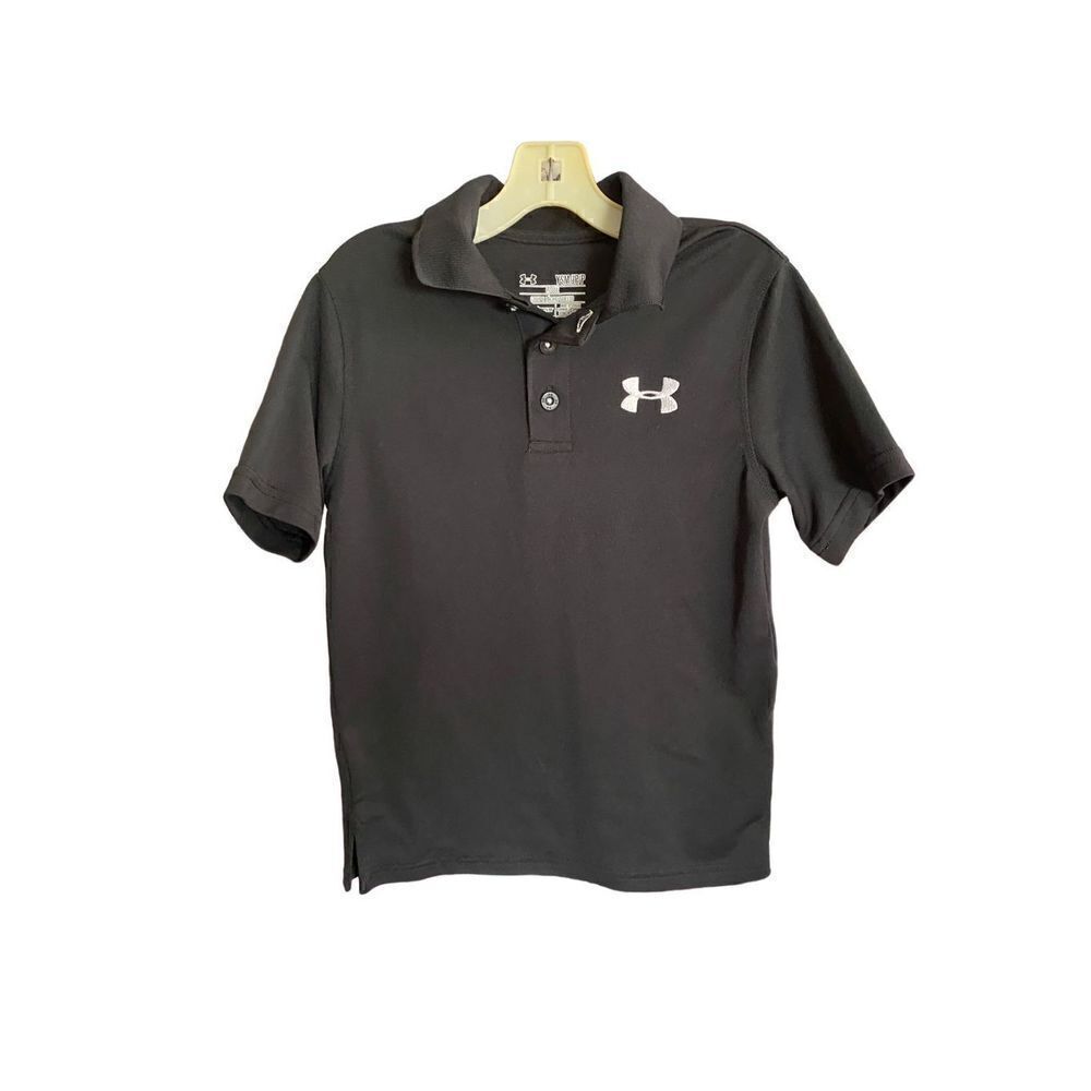 Under armor NWOT boys, black loose heat, guard polo, short sleeve top /small